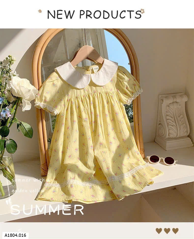 VÁY HOA NHÍ CỔ SEN BÉ GÁI  Sỉ 155k