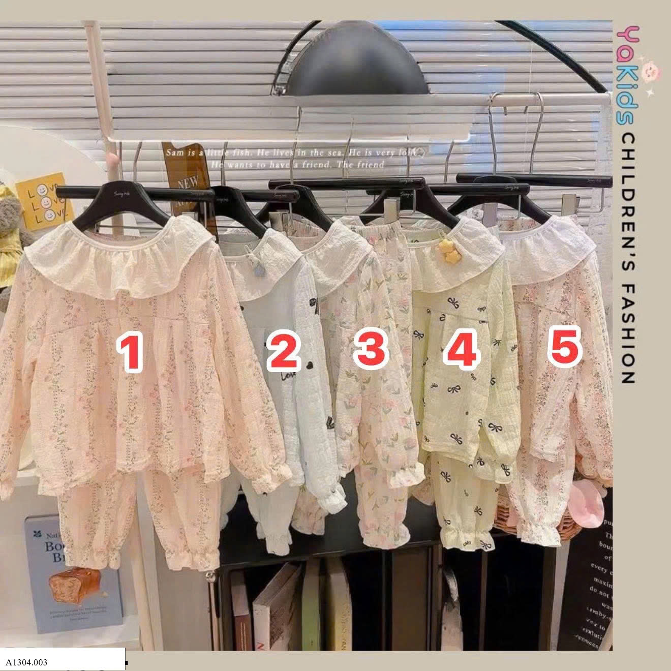 BỘ PYJAMA BÉ GÁI CỔ BÈO  Sỉ 85k