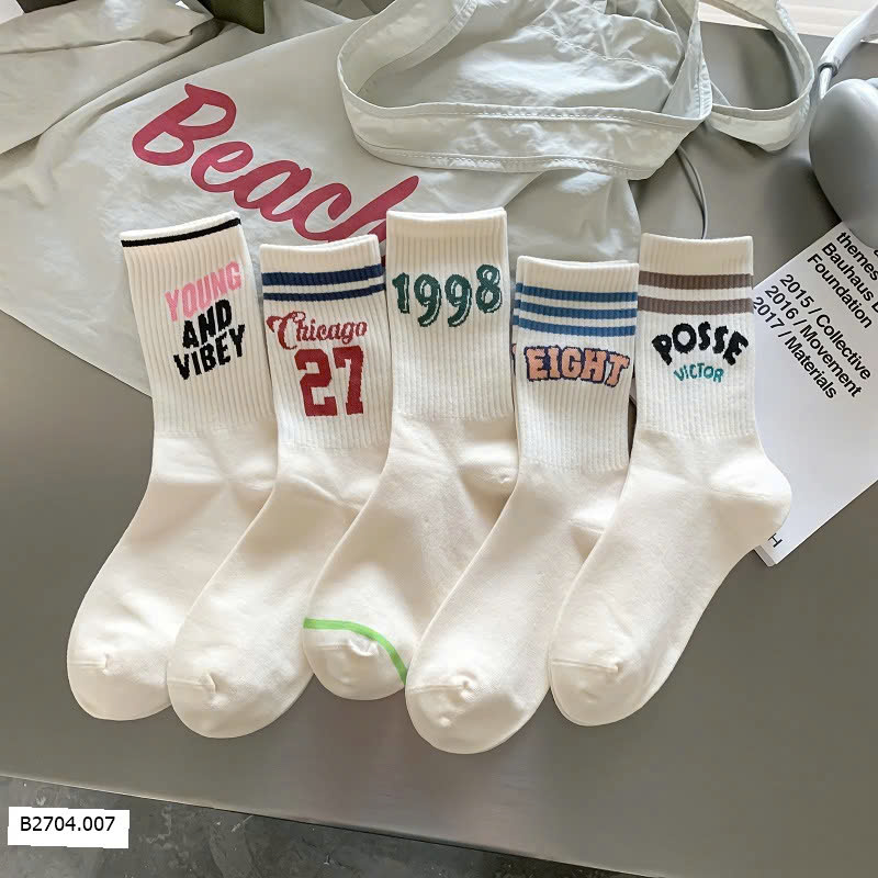  SET 5Đ TẤT THỂ THAO   Sỉ 75k/1 set 5đ mix màu