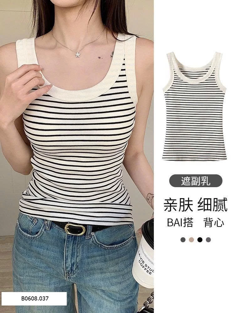 ÁO BA LỖ KẺ NGANG FORM ÔM   Sỉ 75k