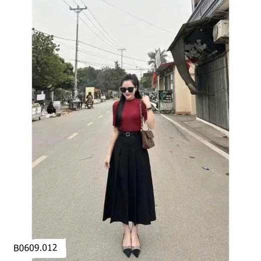 CHÂN VÁY MIDI CÔNG SỞ CHÍNH HÃNG ANNA   Giá sỉ 165K/1 c (kèm đai)