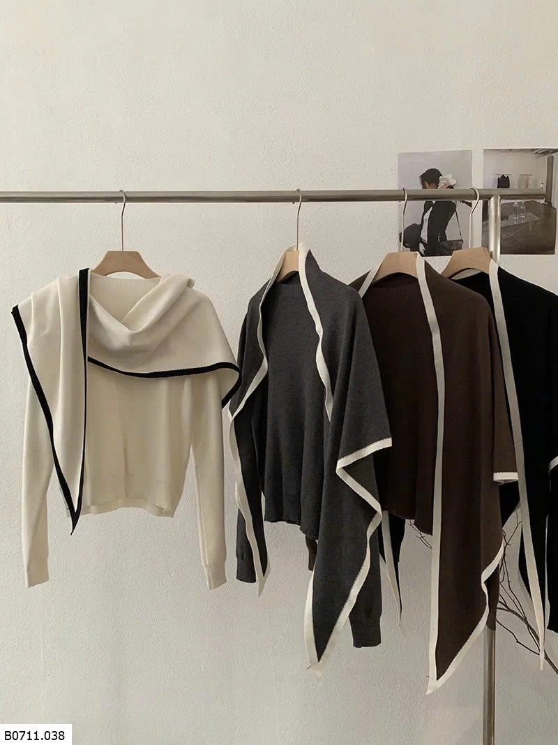 ÁO LEN PHỐI KHĂN NỮ   Giá sỉ 286k