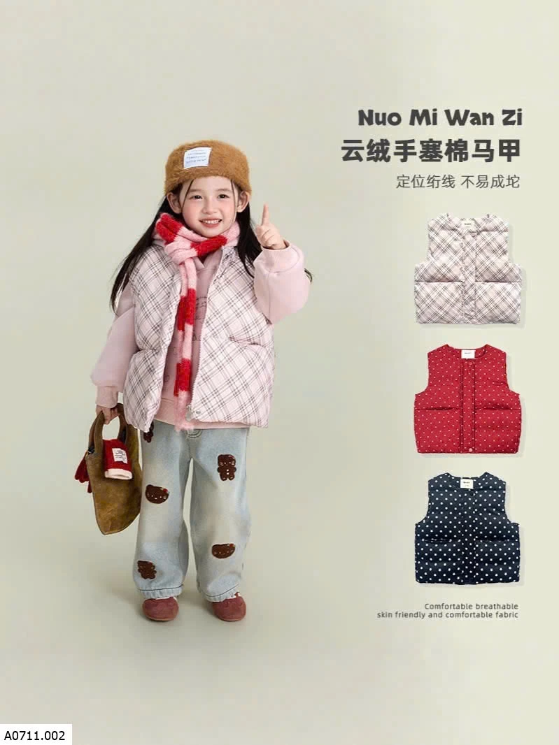 ÁO GILE PHAO KẺ CARO BÉ GÁI  Giá sỉ  size 90-130: 200k              size 140-150: 220k