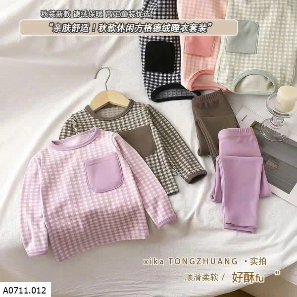 BỘ NỈ CARO CHO BÉ   Giá sỉ sz 80-110   60k      Sz 120-150 75k