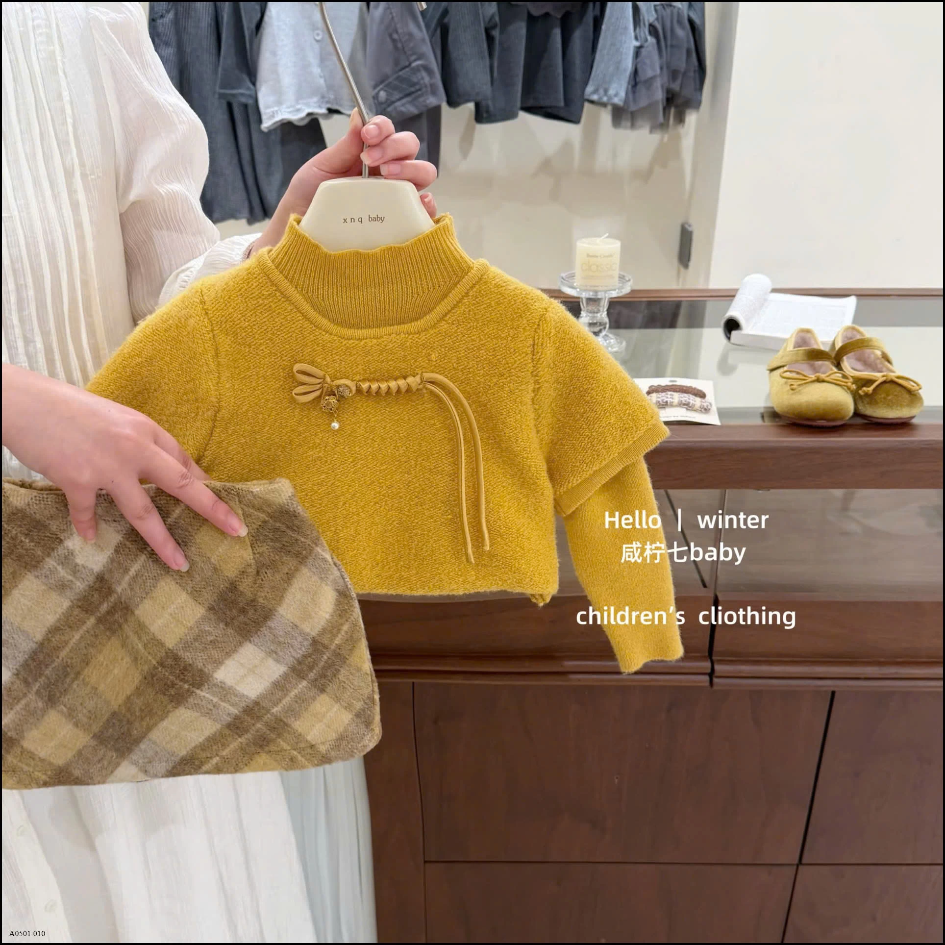 SET ÁO PHỐI CHÂN VÁY KẺ CHO BÉ Giá sỉ Set áo: 239k Chân váy: 151k