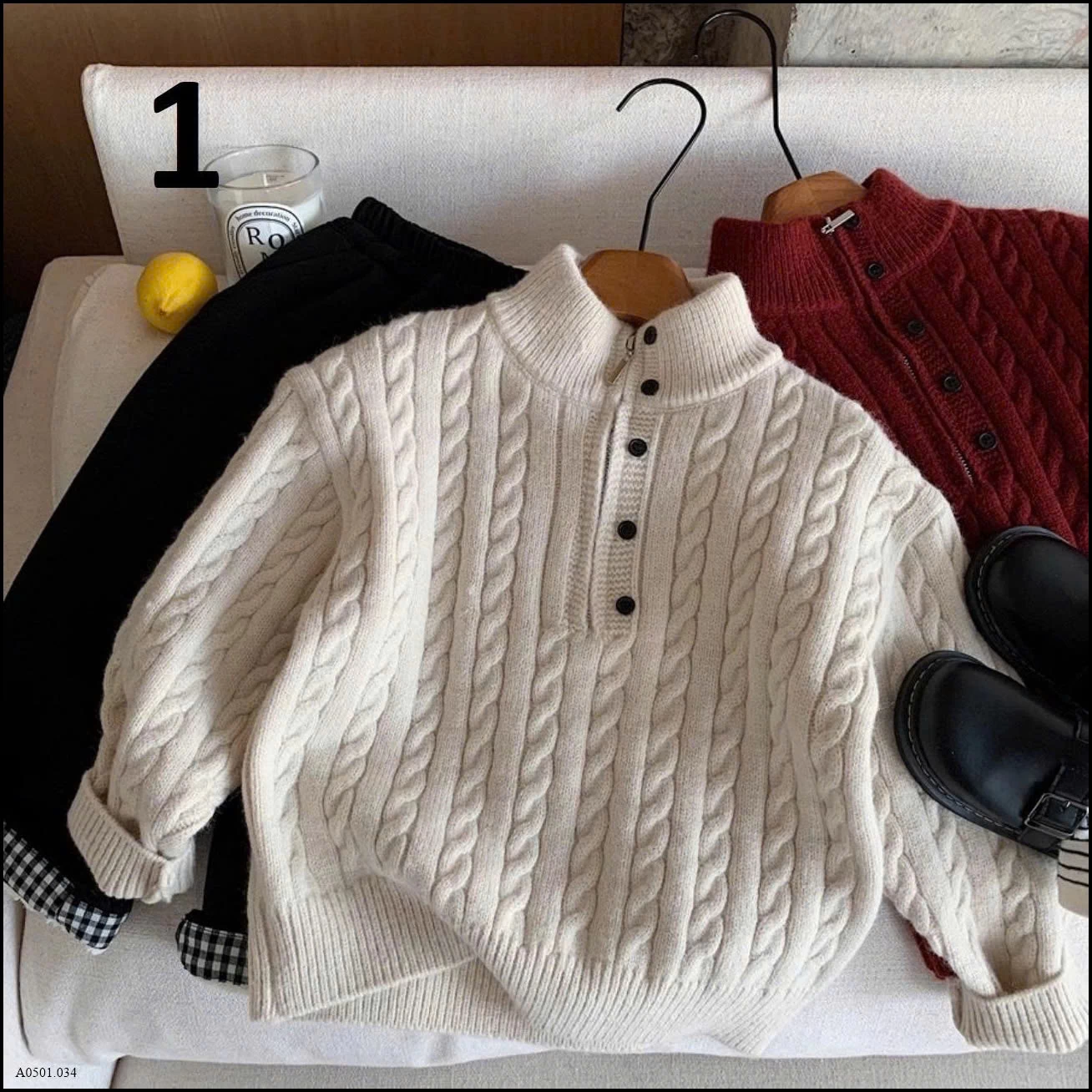 ÁO LEN PHỐI KHOÁ ZIP CHO BÉ    Giá sỉ 175K