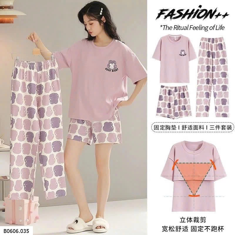 SET 3 MÓN MẶC NHÀ KÈM BRA  Sỉ 118k/1 set 3 món 