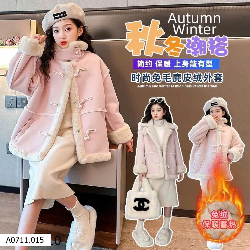 ÁO KHOÁC DA LỘN LÓT LÔNG BÉ GÁI  Giá sỉ 285k