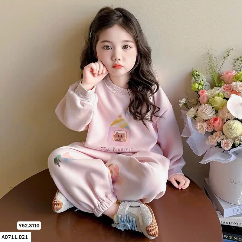 Bộ nỉ bé gái thu đông 2025  Giá sỉ 100k