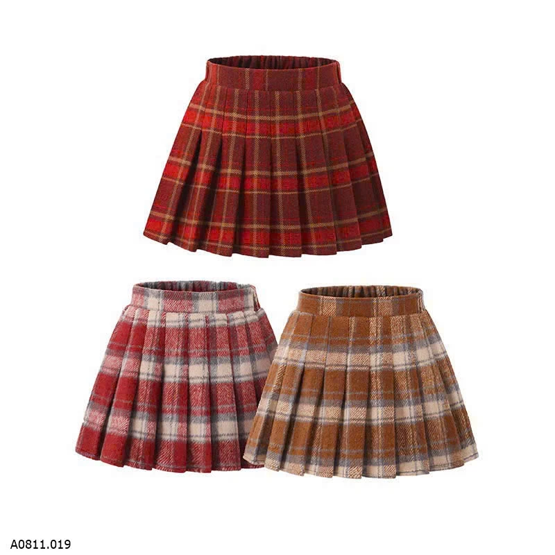 CHÂN VÁY LEN CARO XẾP LY BG   Giá sỉ số 1: 132k  số 2,3: 113k