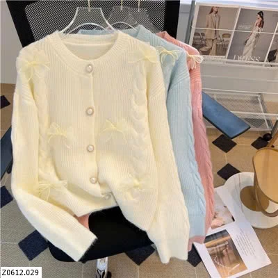 ÁO CARDIGAN LEN PHỐI NƠ   Sỉ 140k