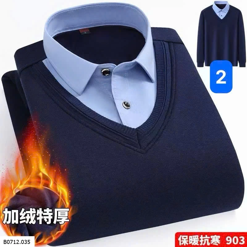 ÁO LEN NAM PHỐI CỔ SƠ MI LÓT LÔNG  Giá sỉ 225k