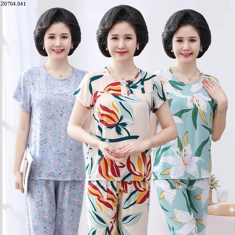 BỘ LANH COTTON HOA QCCC CHO BÀ/CHO MẸ  Si 103k/b