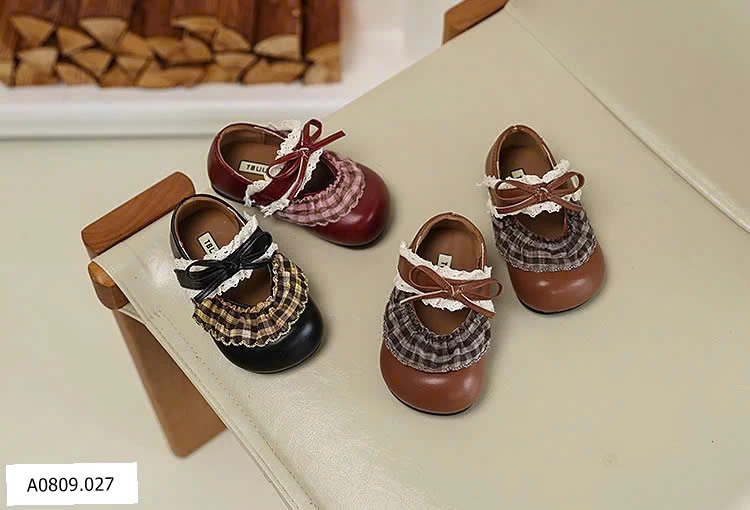GIÀY BÚP BÊ PHỐI VẢI CARO VIỀN REN   Giá sỉ sz 21-25: 122k  sz 26-30: 131k 