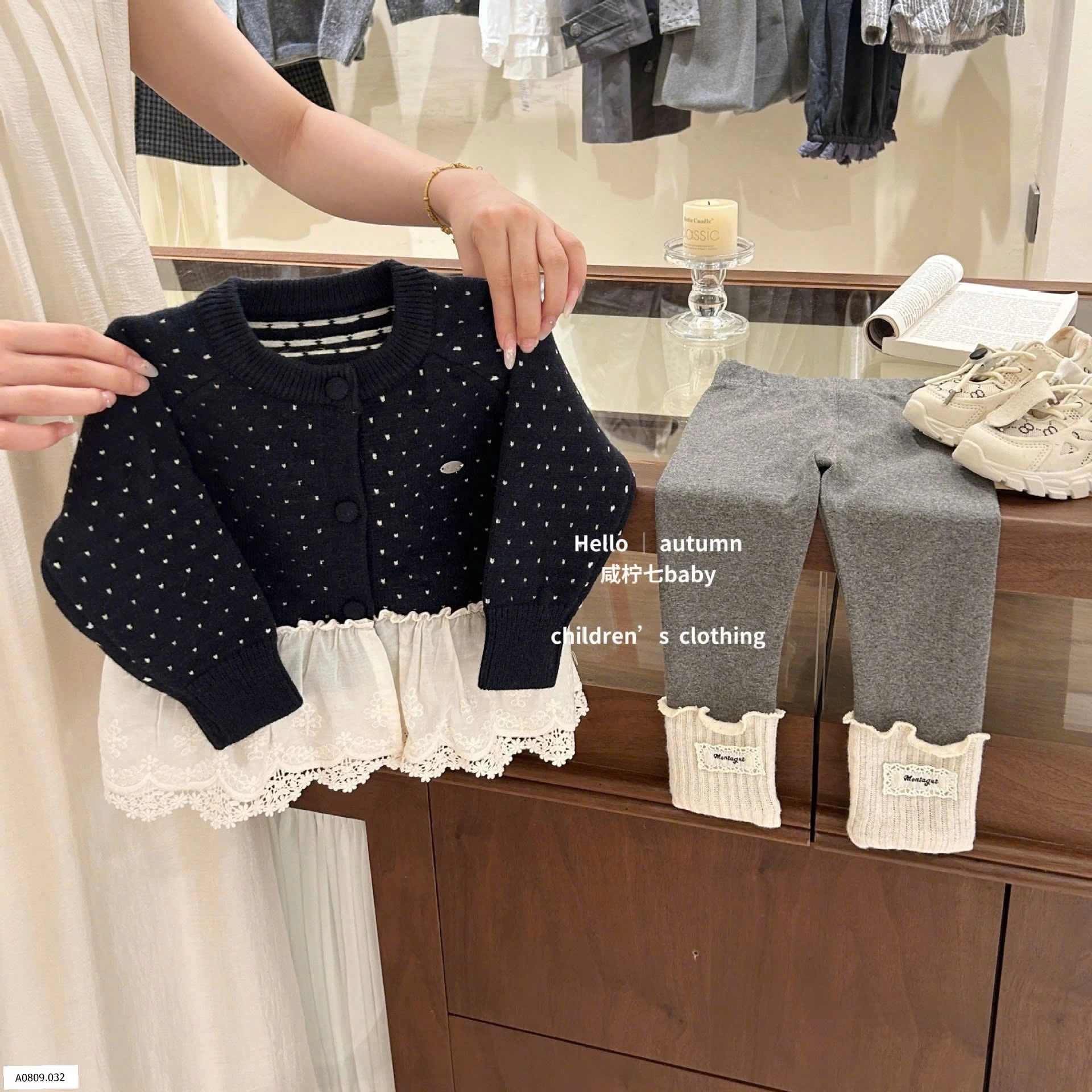 SET ÁO LEN PHỐI REN MIX QUẦN LEGGING   Giá sỉ áo: 177k  quần: 105k  set: 274k 