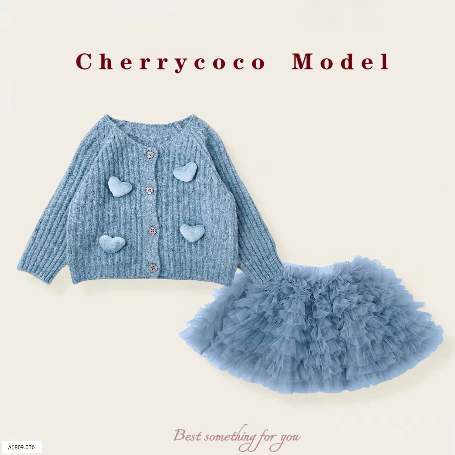 SET ÁO LEN CARDIGAN MIX CHÂN VÁY TUTU CHERRYCOCO  Giá sỉ 290k