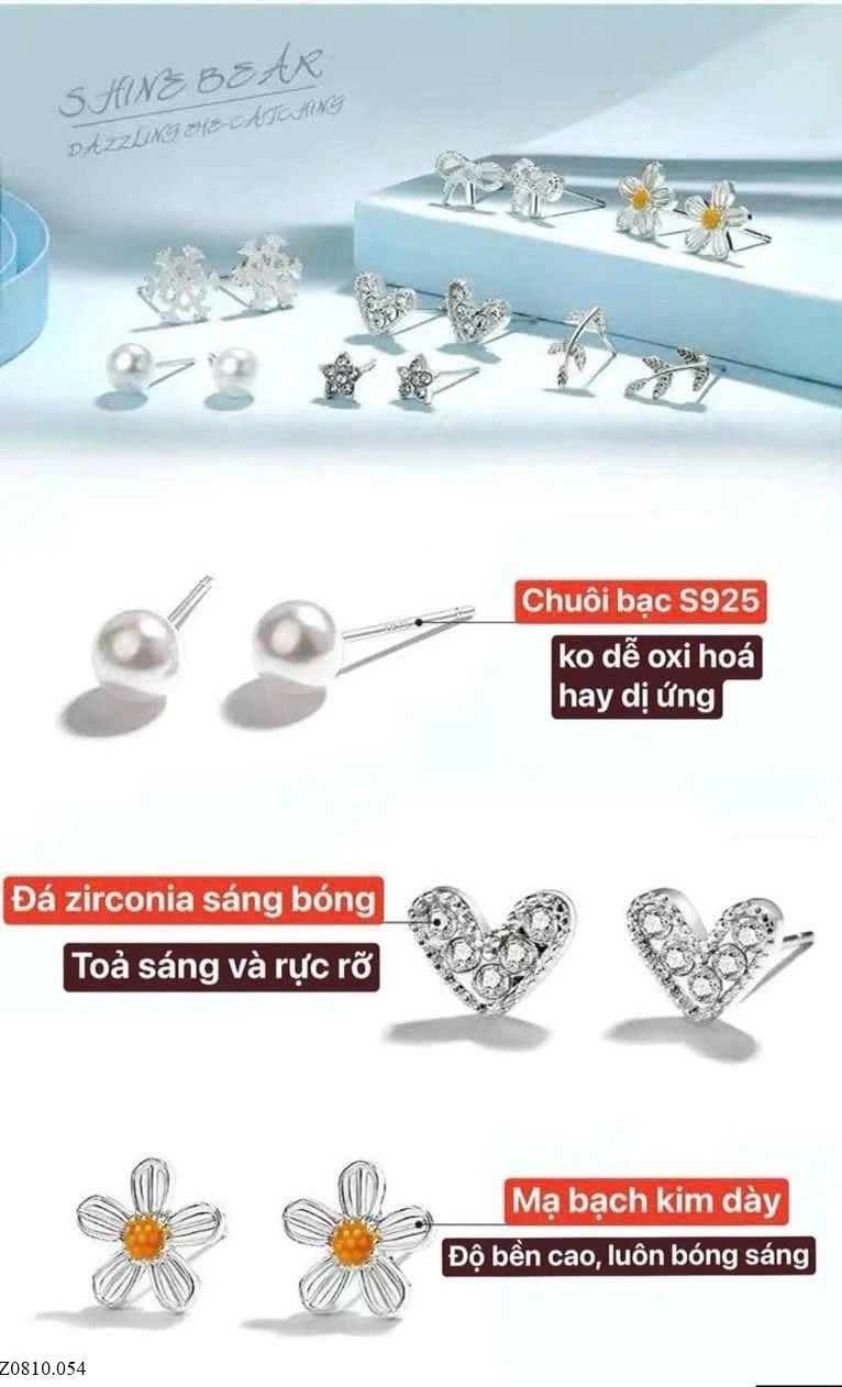 SET KHUYÊN TAI CHÍNH HÃNG AGOVSKI CHO NỮ Sỉ 105k/ 1 sét 7 đôi