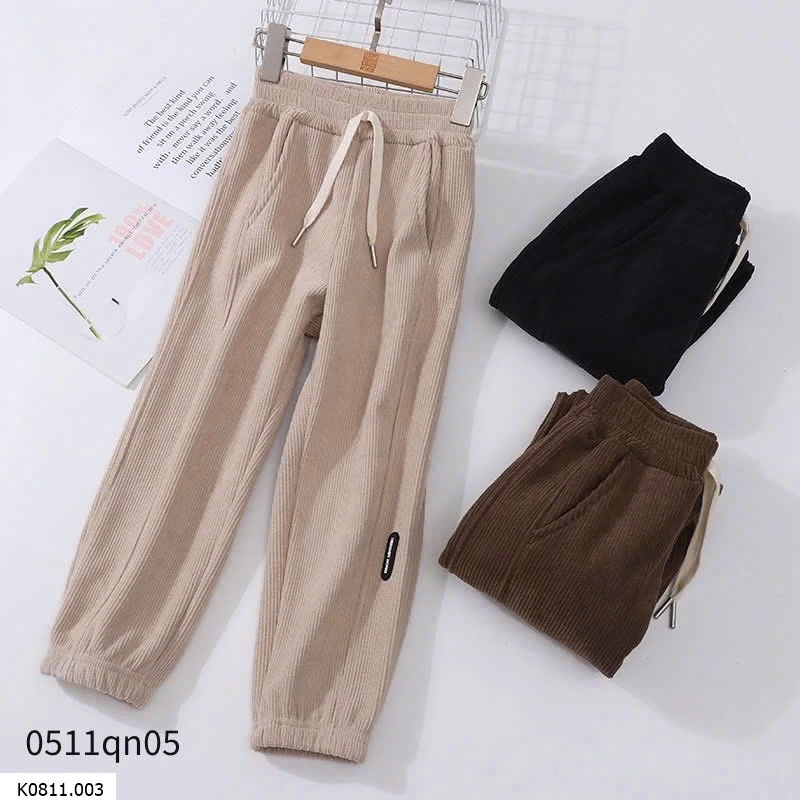 Quần jogger nhung tăm LÓT LÔNG  Sỉ: 110-120:120k;  130-150:135k; 160-170: 155k