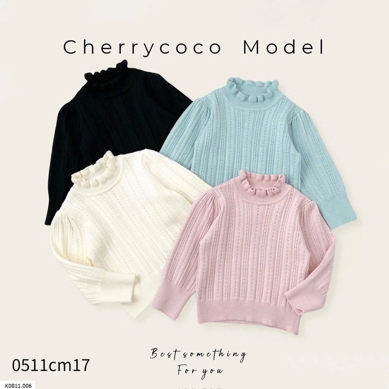 ÁO LEN CỔ VIỀN CHERRYCOCO CHO BÉ   Sỉ 140K