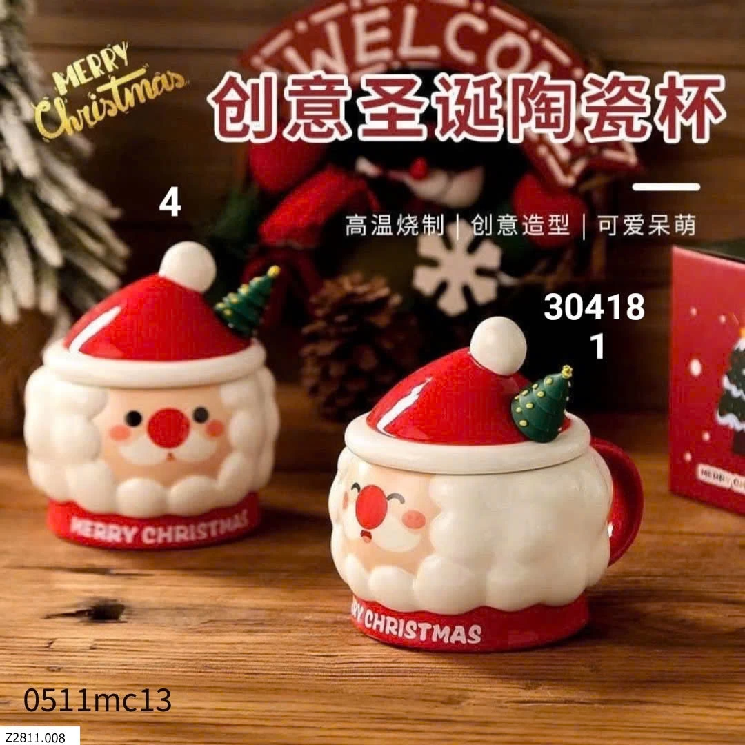 BỘ CỐC SỨ + THÌA ÔNG GIÀ NOEL CỰC ĐẸP   Sỉ 110k/set