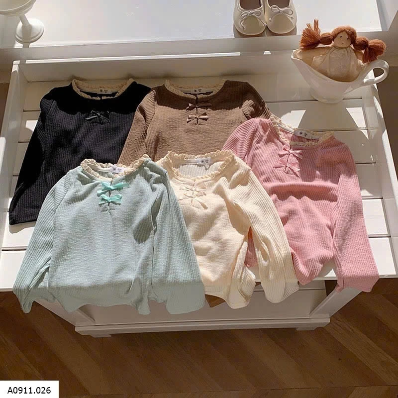 ÁO THUN CỔ REN BÉ GÁI   Giá sỉ 103k