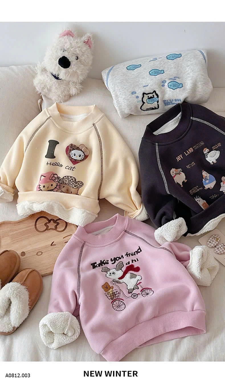 ÁO NỈ LÓT LÔNG HỌA TIẾT BG Giá sỉ 176k