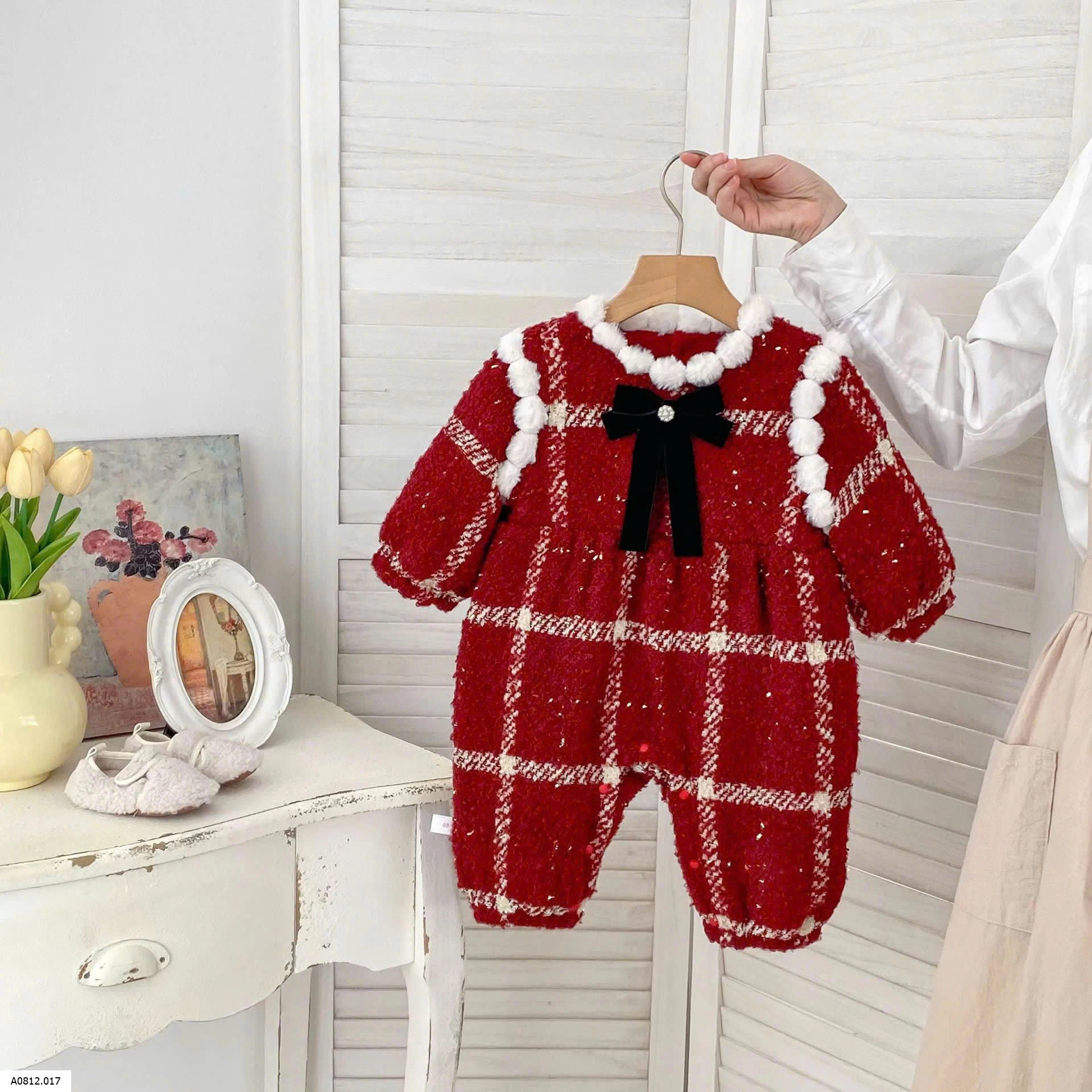 VÁY + BODY DẠ ĐỎ LÓT LÔNG CỪU Giá sỉ 247k