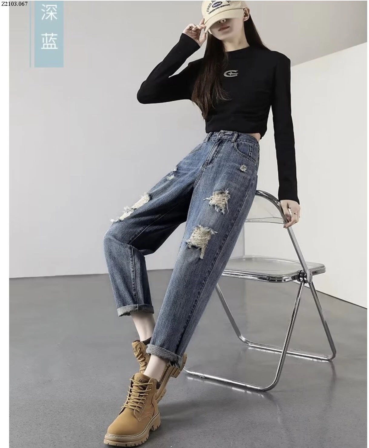 Quần jeans rách cạp cao Sỉ 130k/