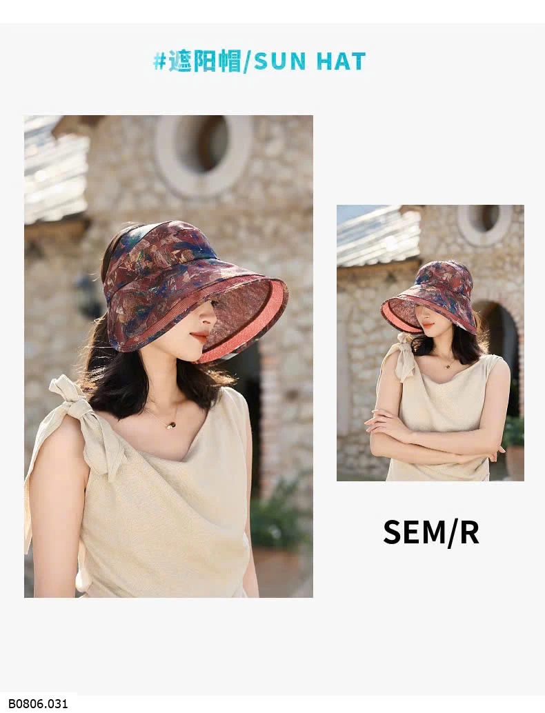 MŨ NỬA ĐẦU HỌA TIẾT CHO NỮ Sỉ 60k