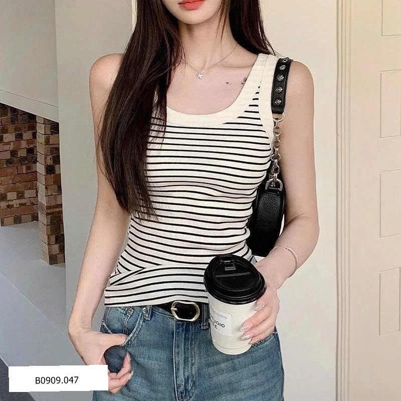 ÁO BA LỖ KẺ NGANG FORM ÔM  Giá sỉ 75k