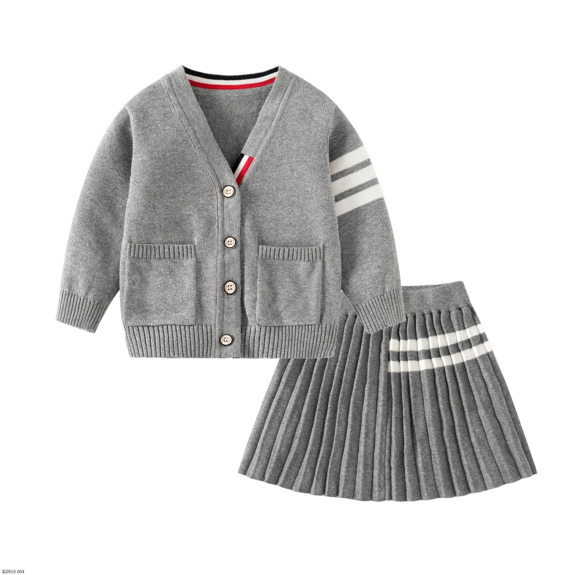 SET ÁO CARDIGAN PHỐI CHÂN VÁY XẾP LY CHO BÉ   Sỉ 249k