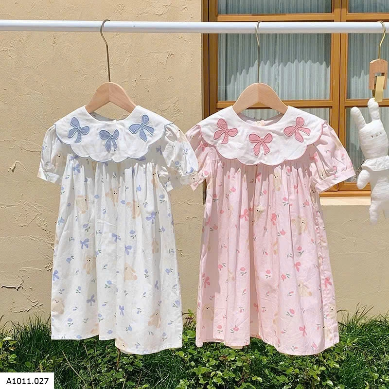 VÁY HOA CỔ THÊU NƠ  Giá sỉ 152k