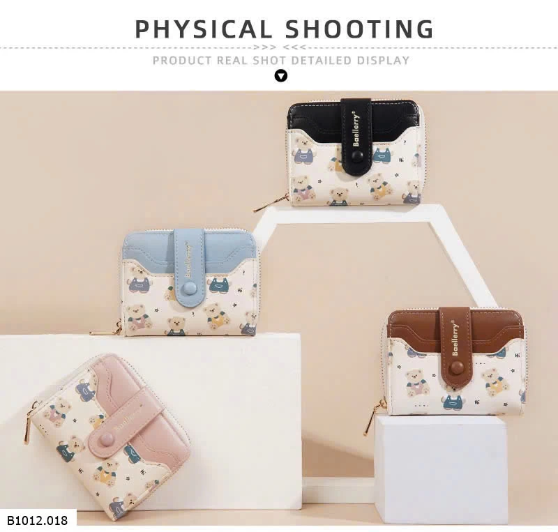 VÍ NGẮN BAELLERRY HỌA TIẾT GẤU Giá sỉ 90k