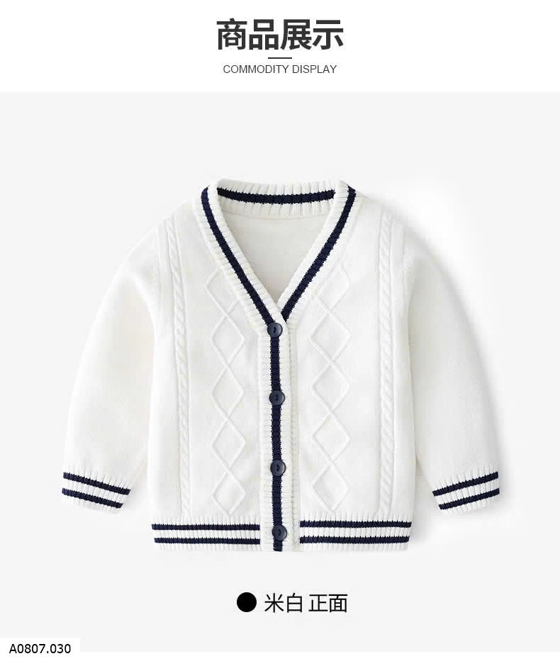 ÁO CARDIGAN LEN CỔ V VIỀN KẺ  Sỉ  giá  sz 90-110: 143k  sz 120-140: 156k 