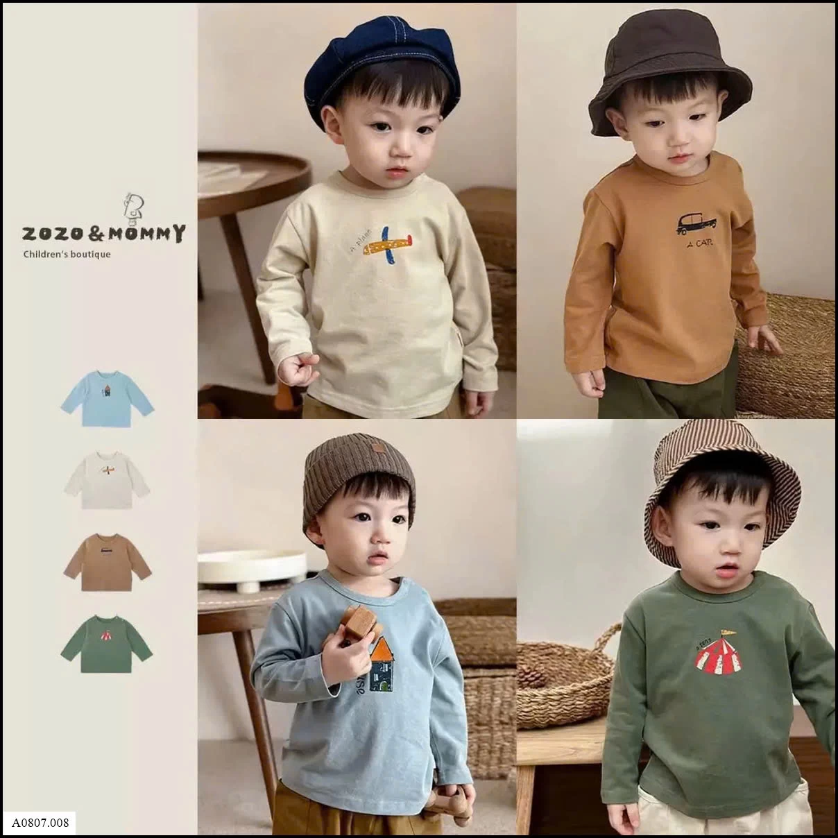 Áo dài tay thu đông cho bé trai  Sỉ giá 59K 