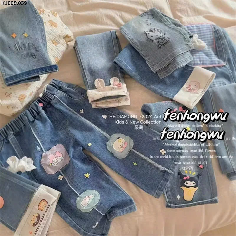 QUẦN JEANS SUÔNG IN HOẠ TIẾT Si 125k