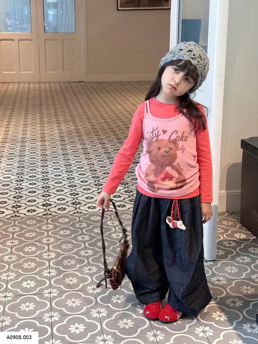 SET ÁO THUN DÀI TAY MIX QUẦN JEAN SUÔNG KÈM MÓC KHÓA  Sỉ  giá  áo: 165k  quần: 177k 