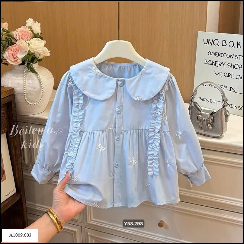 ÁO SƠ MI NƠ BABYDOLL NƠ CHO BÉ GÁI   Giá sỉ 112k