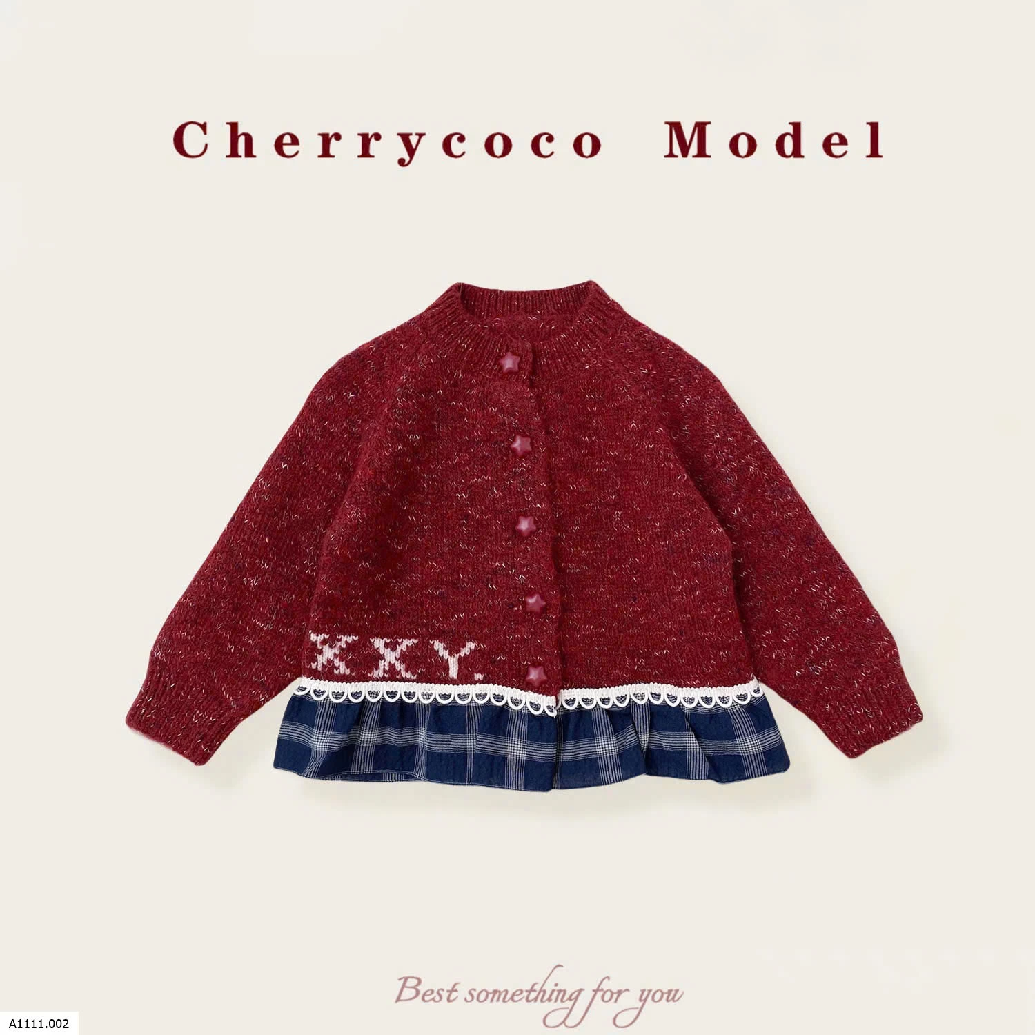 ÁO LEN VIỀN CARO HÃNG CHERRYCOCO CHO BÉ  Giá sỉ 200k