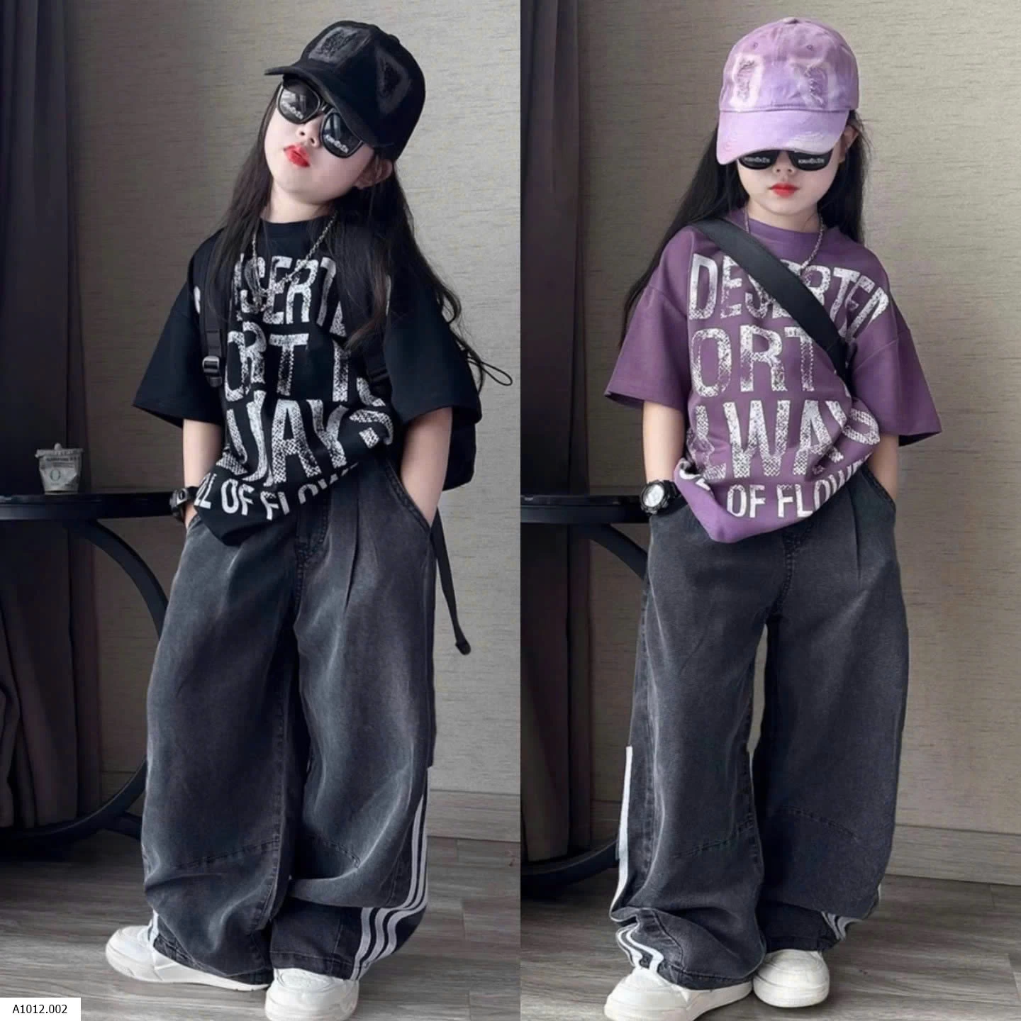 ÁO THUN CHỮ CỘC TAY & QUẦN JEAN 3 SỌC   Giá sỉ  áo: 150k quần: 205k