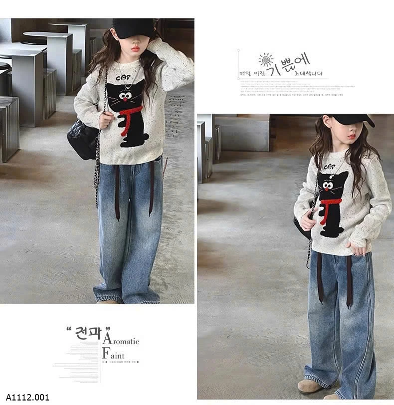 ÁO LEN BÉ GÁI – HÌNH MÈO  Giá sỉ 175k