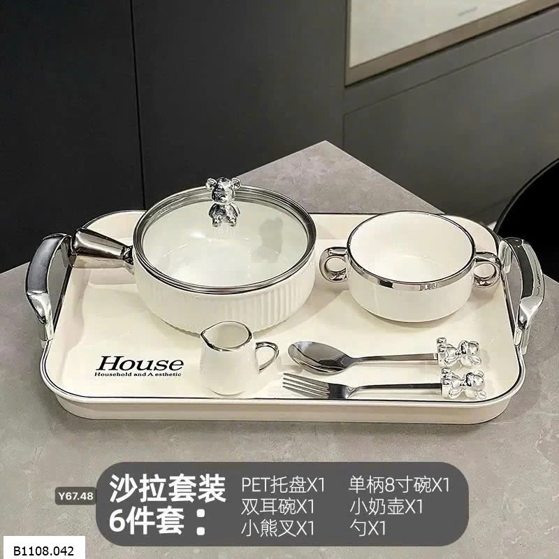 Bộ bát ăn kèm khay sang trọng  Sỉ 320k
