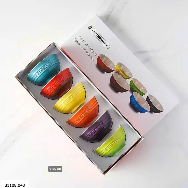 SET 6 BÁT  ĐỦ MÀU LE CREU SET RICE BOWL   Sỉ 290k
