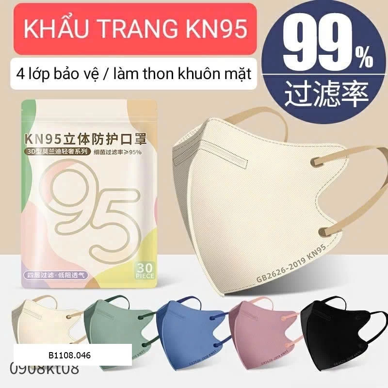 PACK 100C KHẨU TRANG MORANDI KN95 CAO CẤP NỘI ĐỊA TRUNG   Sỉ 80k/1 set 100 chiếc