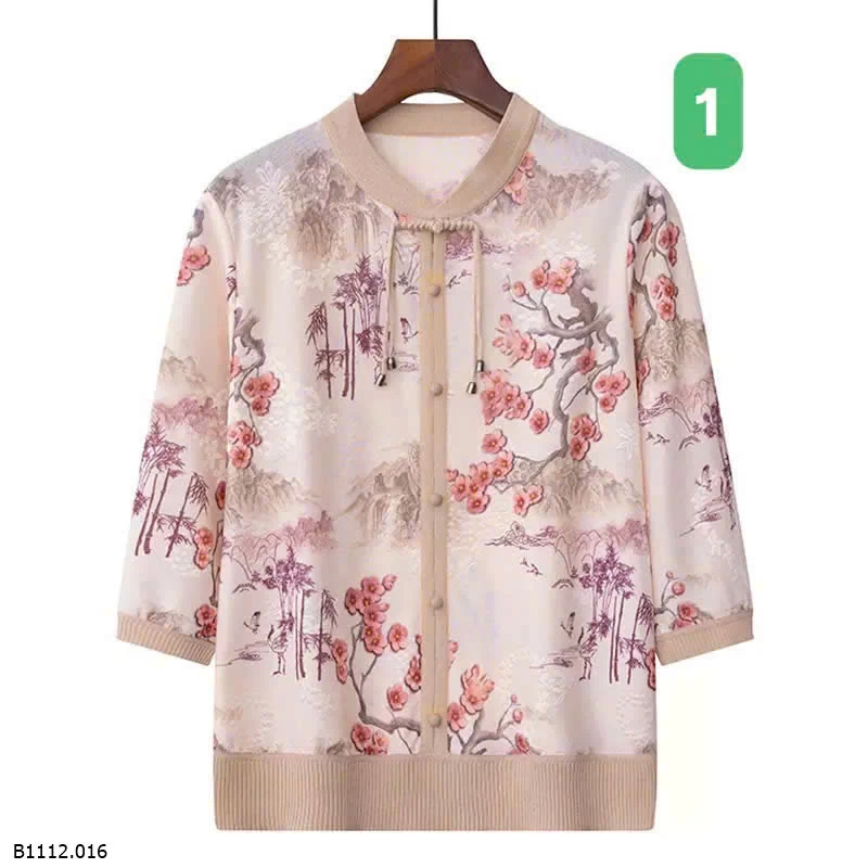 ÁO TAY LỬNG HỌA TIẾT TRUNG NIÊN CAO CẤP  Giá sỉ 157k