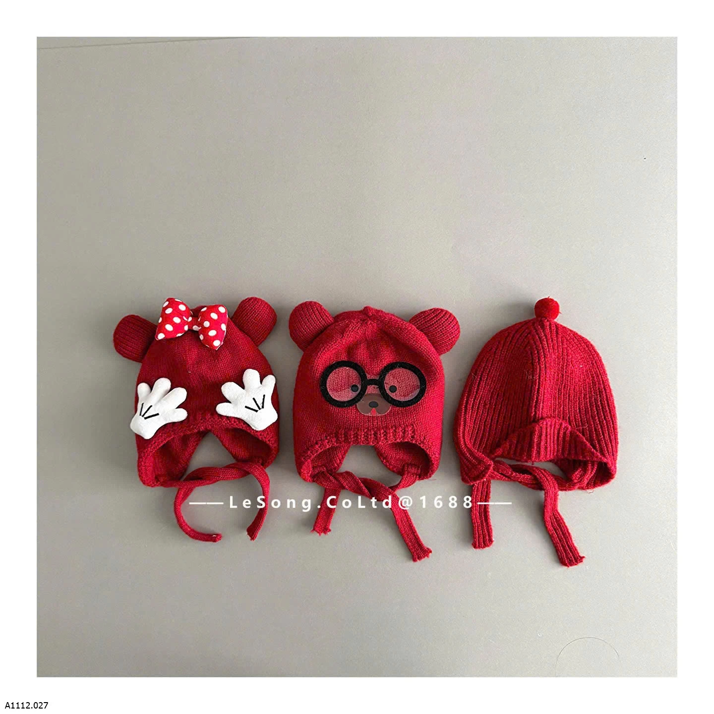 MŨ LEN TONE ĐỎ DỄ THƯƠNG CHO BÉ Giá sỉ 88k