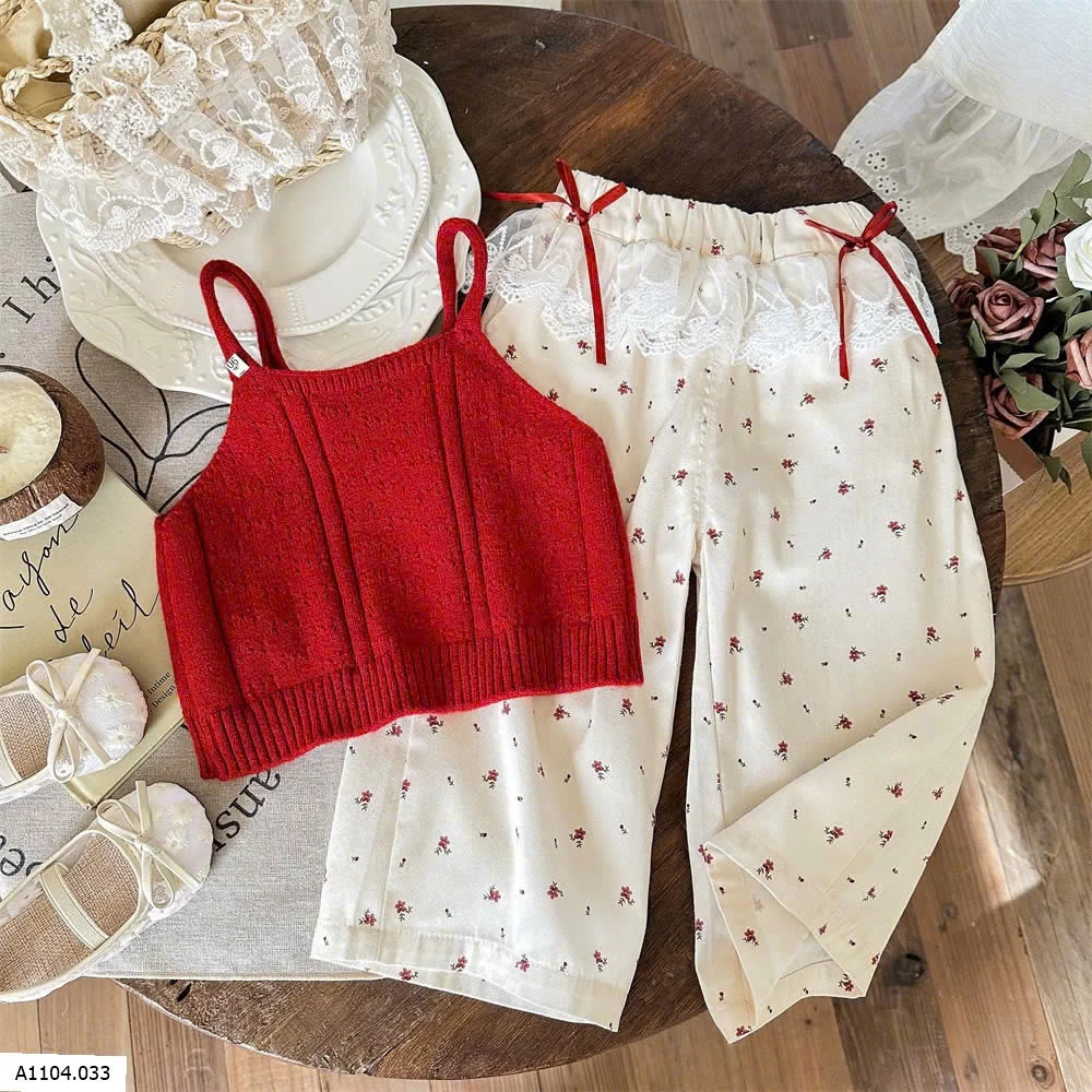 SET ÁO 2 DÂY ĐỎ MIX QUẦN SUÔNG  áo: 86k  quần: 125k  set: 162k 