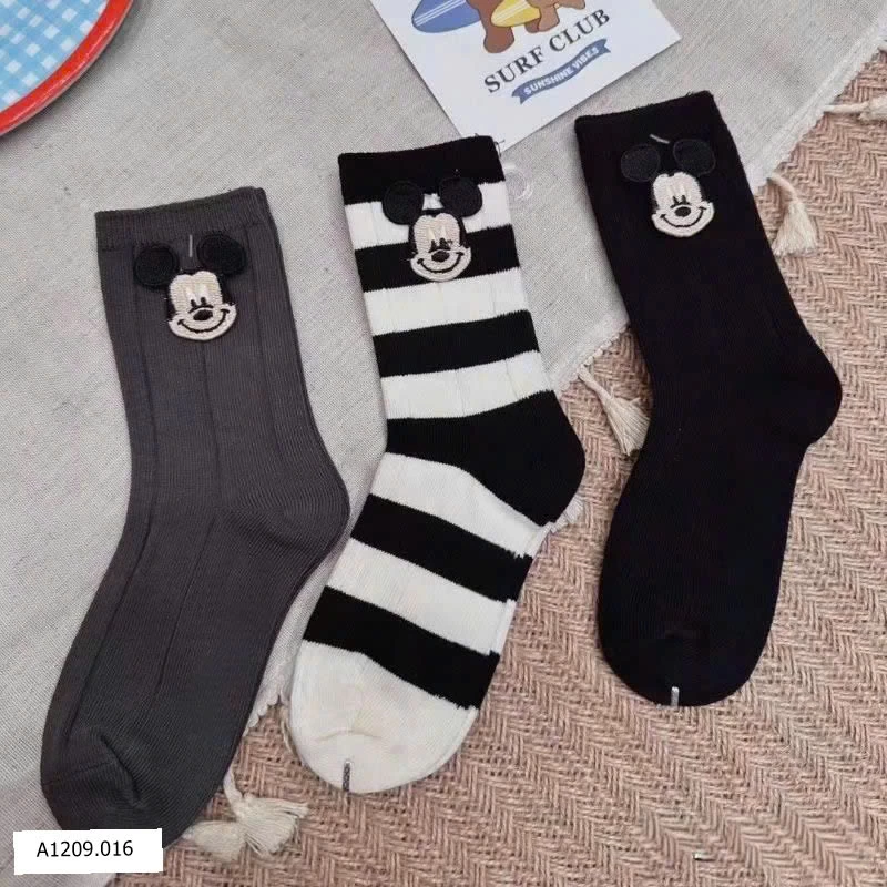 SET 3 ĐÔI TẤT KẺ MICKEY   Giá sỉ 41k/set