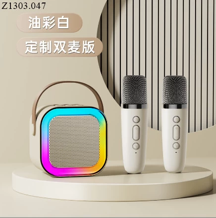 BỘ LOA KÈM 2 MIC Sỉ 130k/bộ (có hai màu trắng và hồng) ko kèm stickers dán