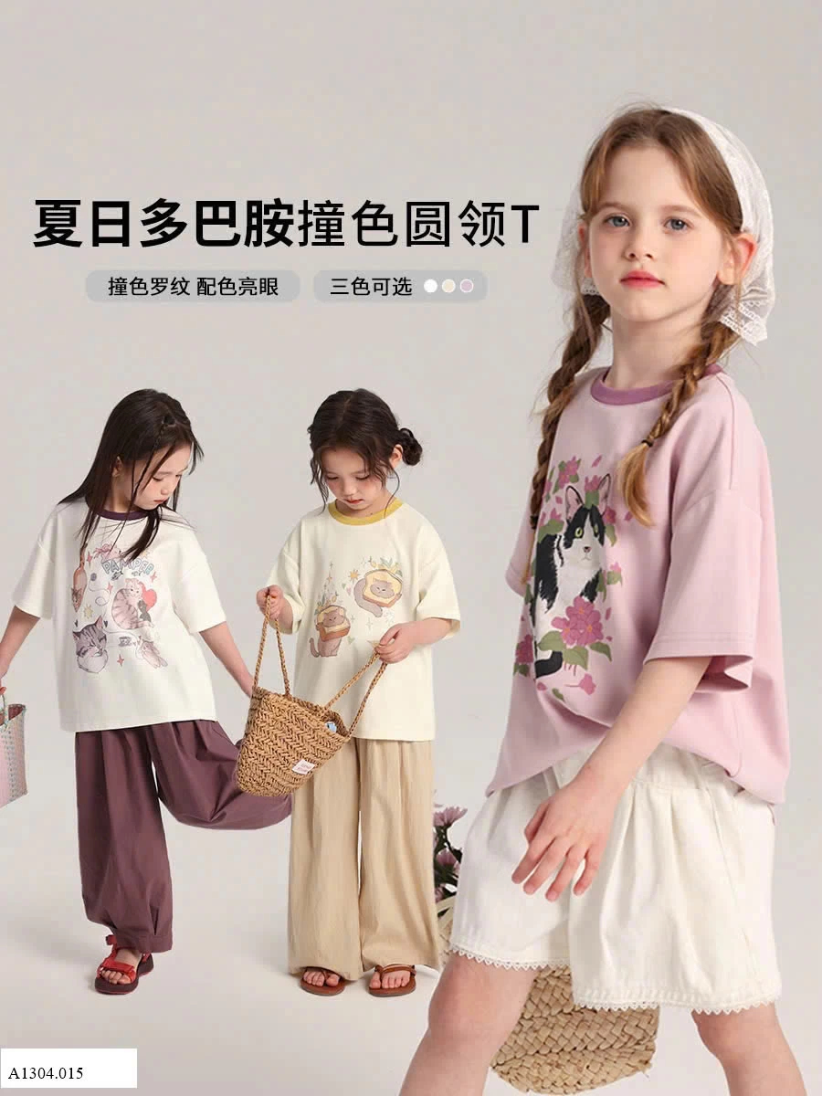 ÁO THUN CỘC TAY IN HÌNH BÉ GÁI    Giá sỉ như sau: sz 100-160: 125k sz 170: 140k